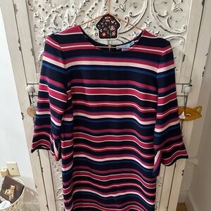 Draper James Navy Blue & Pink Bell Sleeve Dress, L